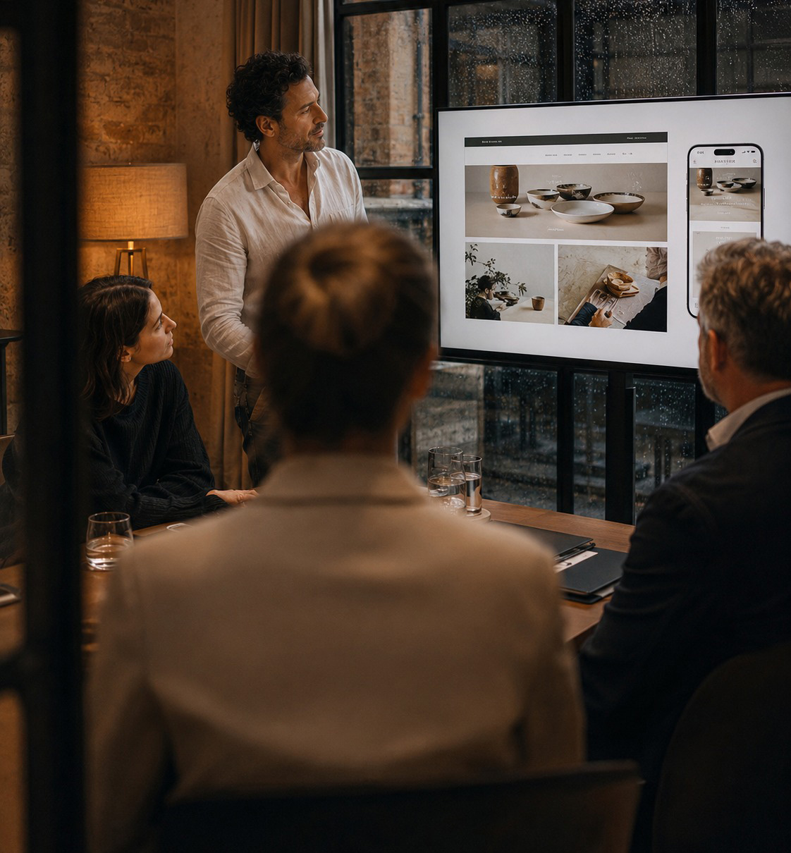 Presentazione di un progetto digitale in una riunione a Londra