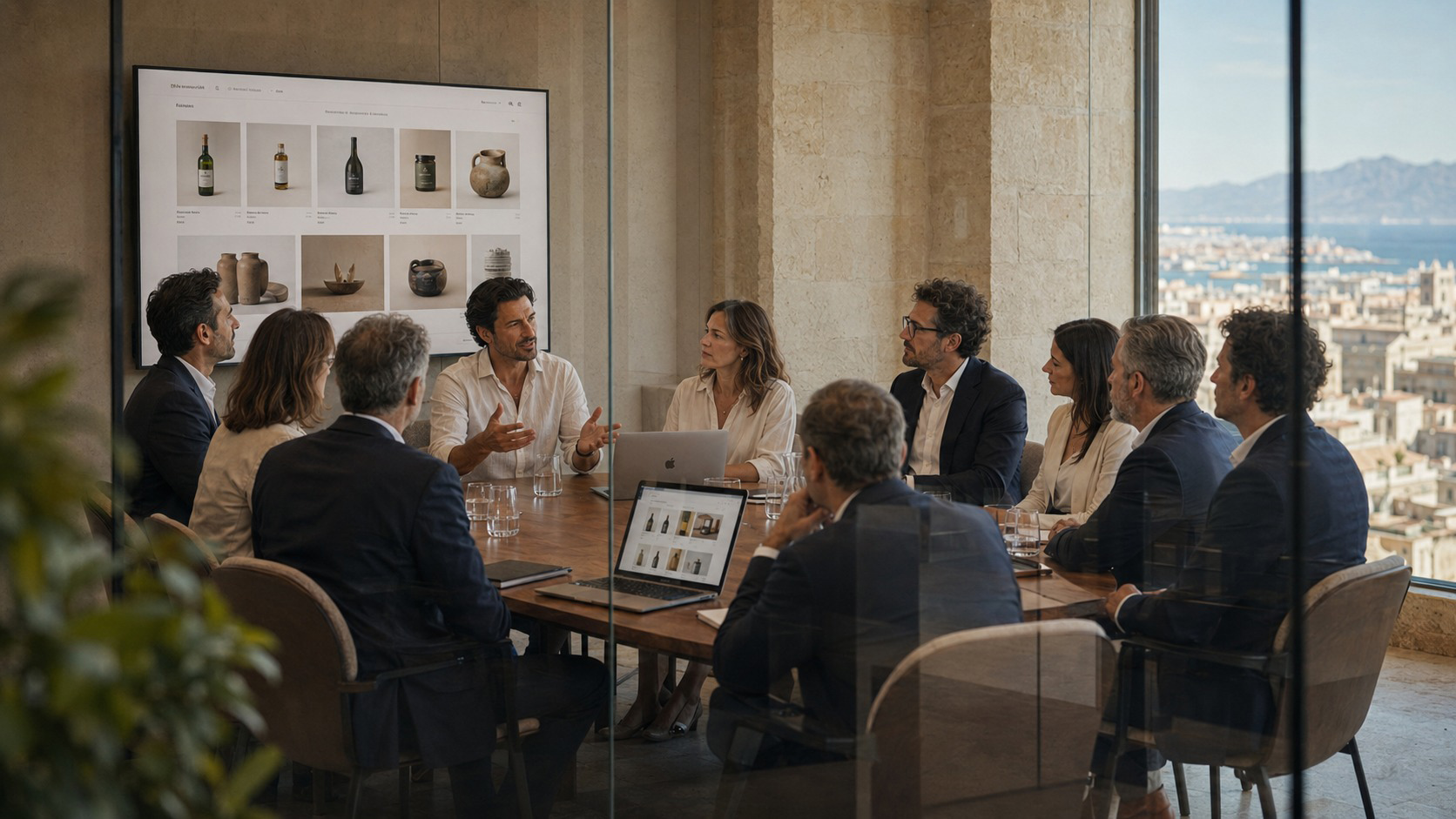 Riunione di lavoro del team Revolution Sardegna intorno a un tavolo