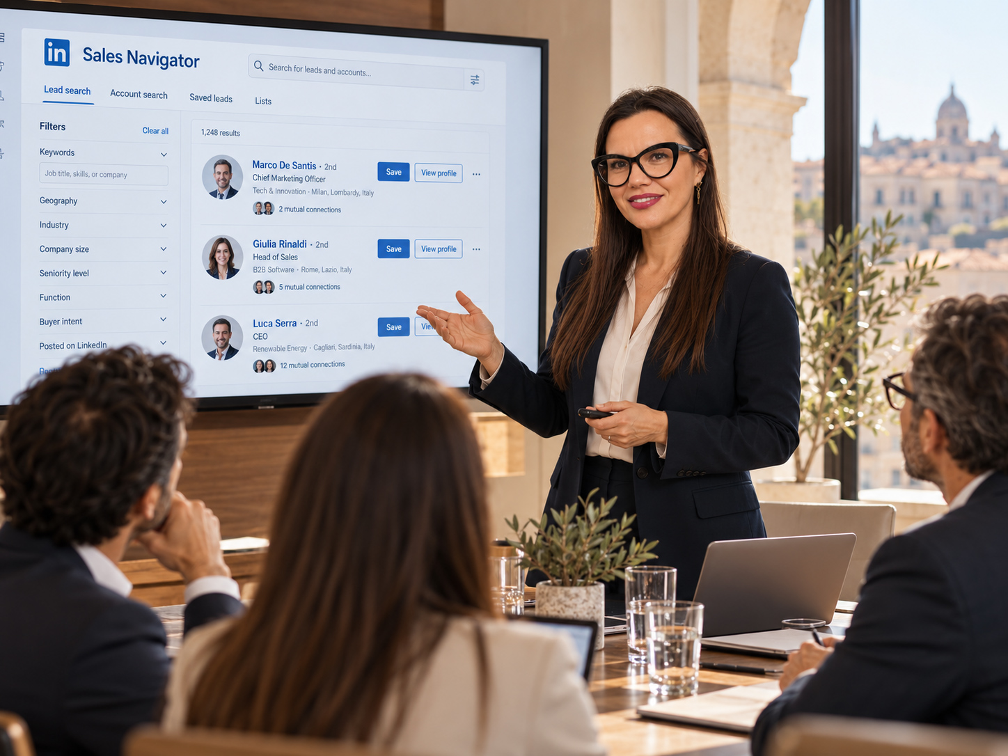 Presentazione di LinkedIn Sales Navigator durante un incontro formativo