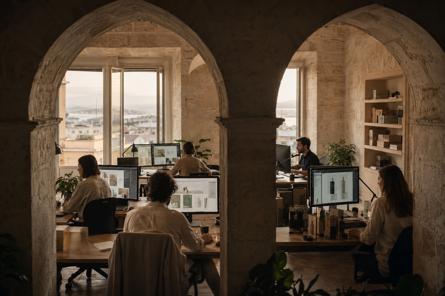 Team creativo al lavoro nello studio di Cagliari